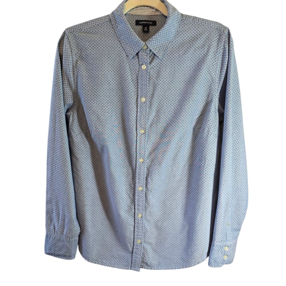 Lands' End Light Blue Microdot Button-Down Shirt